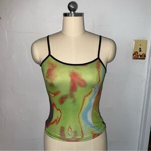 Green Fitted Camisole Tank Top